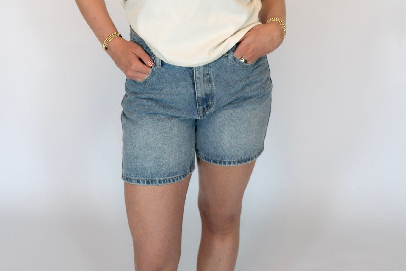 Coastal Denim Cotton Straight Leg Bermuda Shorts