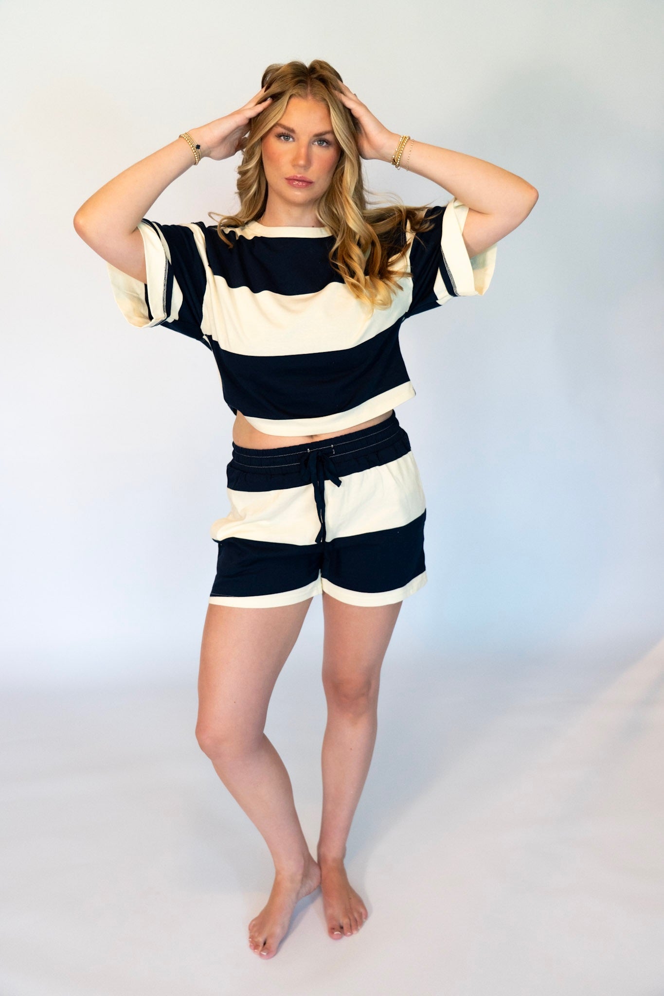 Marina Stripe Knit Lounge Shorts