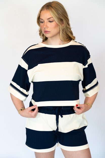 Marina Stripe Knit Lounge Shorts