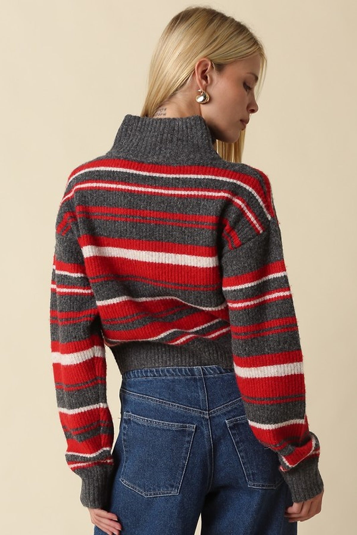 Aspen Striped Zip-up Knit Cardigan