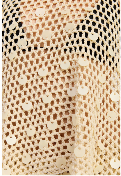 Seaside Oversized Shell Trim Crochet Poncho