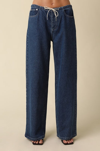 Cora Drawstring Wide Leg Jeans