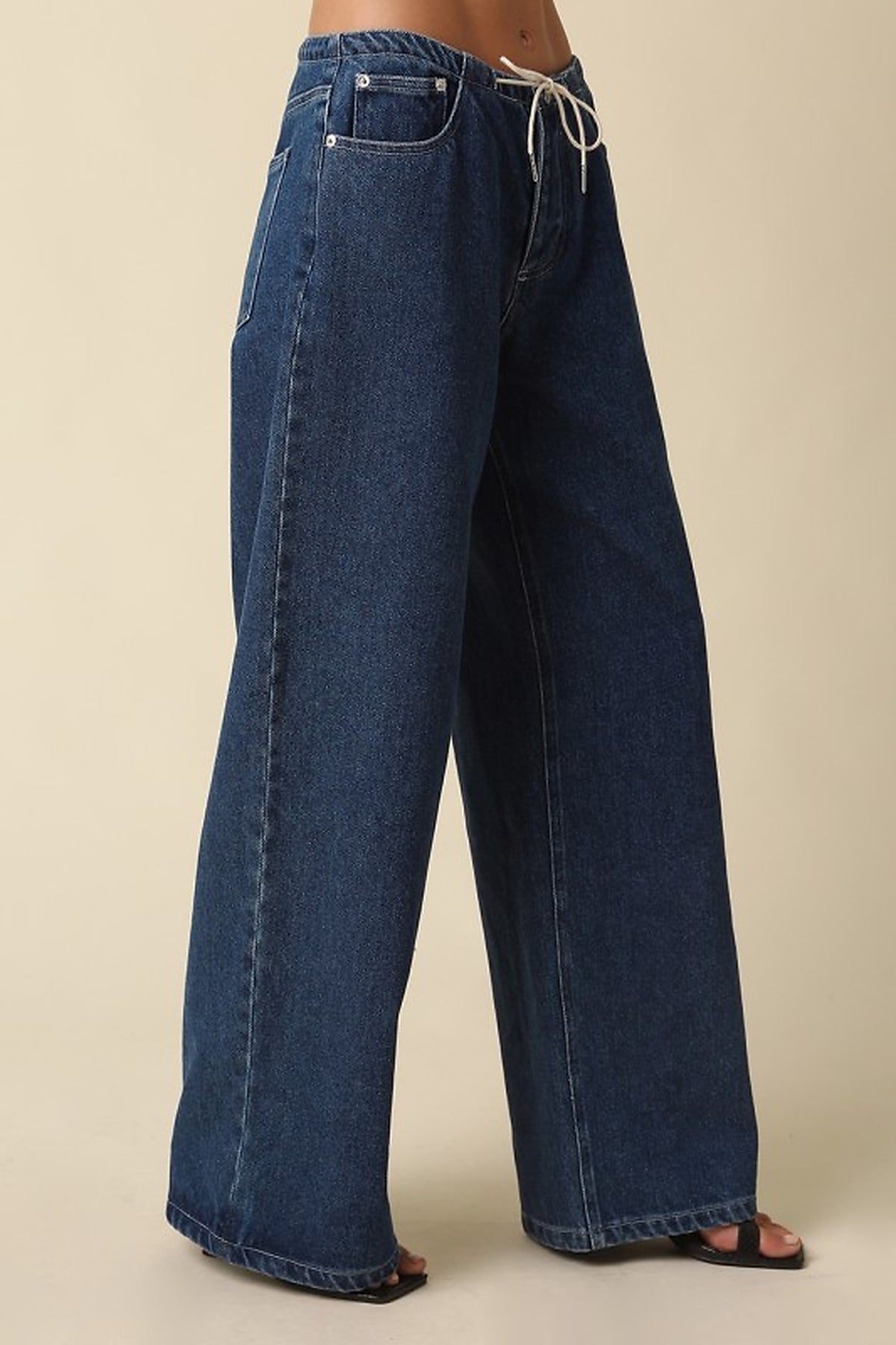 Cora Drawstring Wide Leg Jeans
