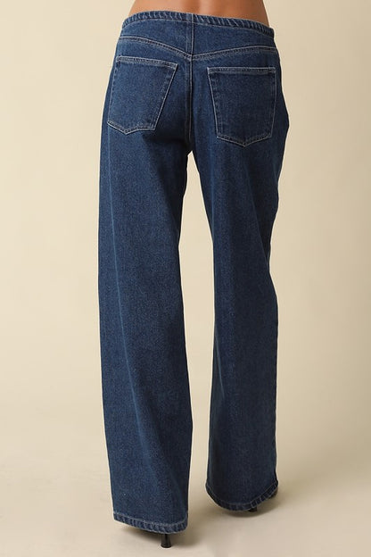 Cora Drawstring Wide Leg Jeans
